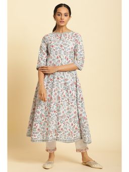 W - Blue Floral Kurta