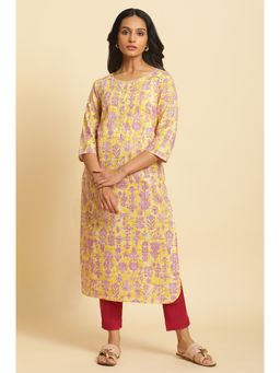 W - Yellow Floral Kurta
