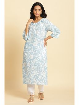 W - Blue Floral Kurta