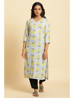 W - White Floral Kurta