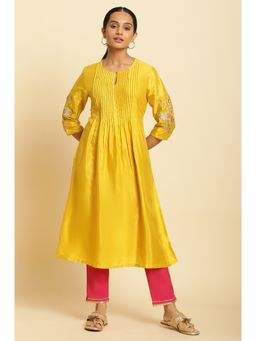 W - Pink Solid Kurta