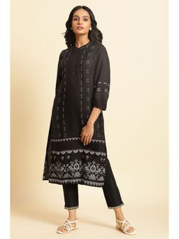 W - Black Geometric Kurta