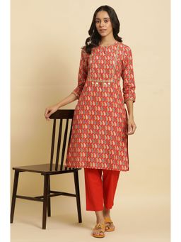 W - Orange Geometric Kurta