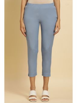 W - Blue Solid Slim Pant