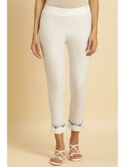 W - White Solid Slim Pant