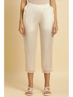 W - White Solid Slim Pant