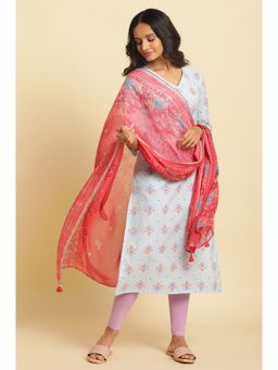 W - Pink Floral Dupatta