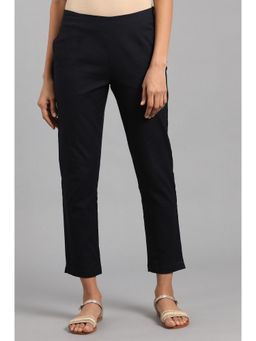 W - Blue Solid Slim Pant