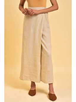 W - Beige Solid Parallel Pant