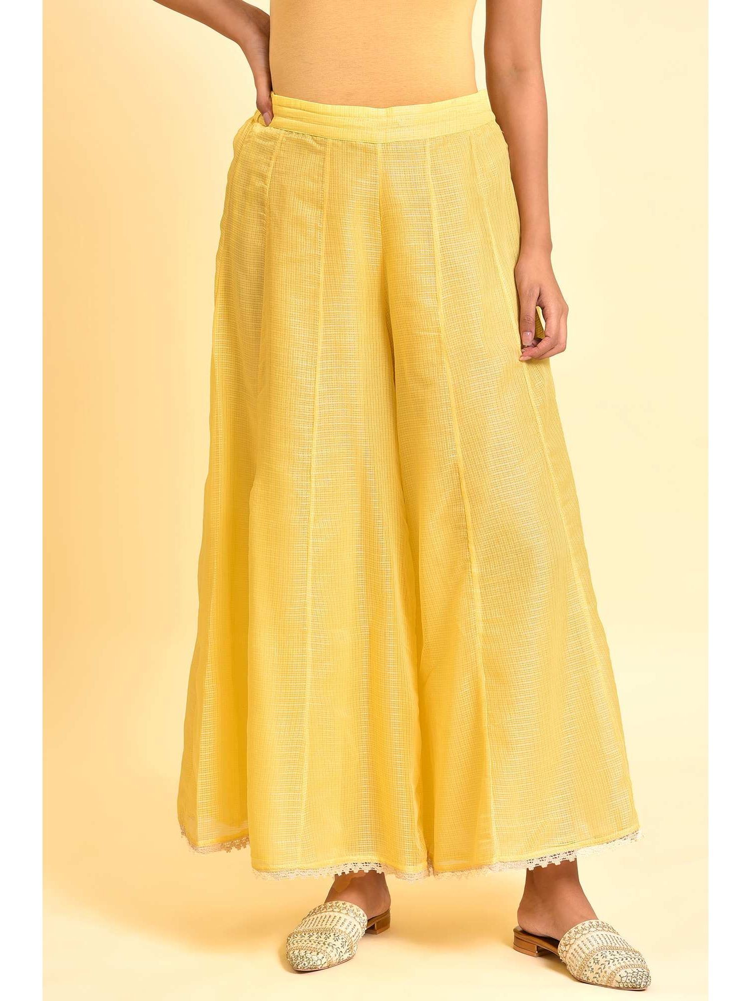 Yellow Solid Divided Skirt-picture-30