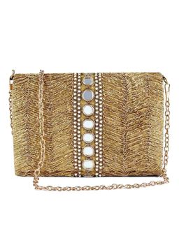 The Purple Sack - Gold Embroidered Clutch