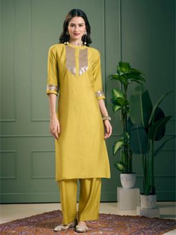 FASHOR - Sequin Straight Fit Co-Ord Set - Yellow