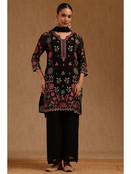 Soch - Womens Black Georgette Embroidered Kurta and Pant with Dupatta