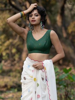 Suta - Green Sleeveless Cotton Non Padded Stitched Blouse