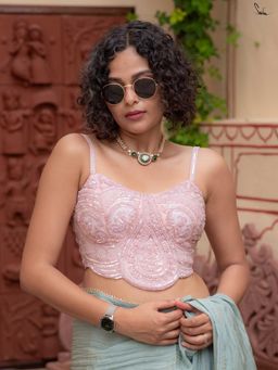 Suta - Pink Sleeveless Padded Stitched Blouse