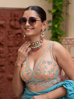 Suta - Pink Sleeveless Padded Stitched Blouse