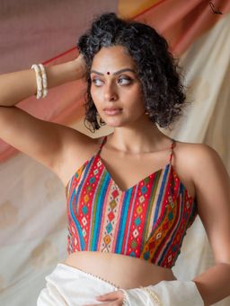 Suta - Multicolor Sleeveless Cotton Padded Stitched Blouse