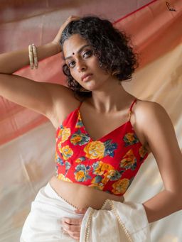 Suta - Multicolor Sleeveless Cotton Padded Stitched Blouse