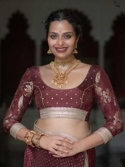 Suta - Brown Viscose Padded Stitched Blouse