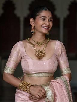 Suta - Pink Viscose Padded Stitched Blouse