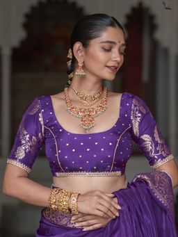 Suta - Purple Viscose Padded Stitched Blouse