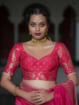 Suta - Pink Viscose Padded Stitched Blouse