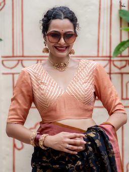 Suta - Peach Viscose Padded Stitched Blouse