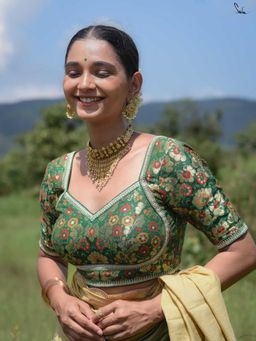 Suta - Green Polyester Padded Stitched Blouse