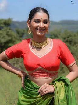 Suta - Red Polyester Padded Stitched Blouse