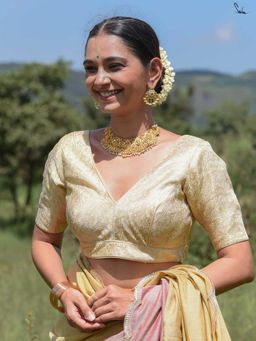 Suta - Gold Polyester Padded Stitched Blouse