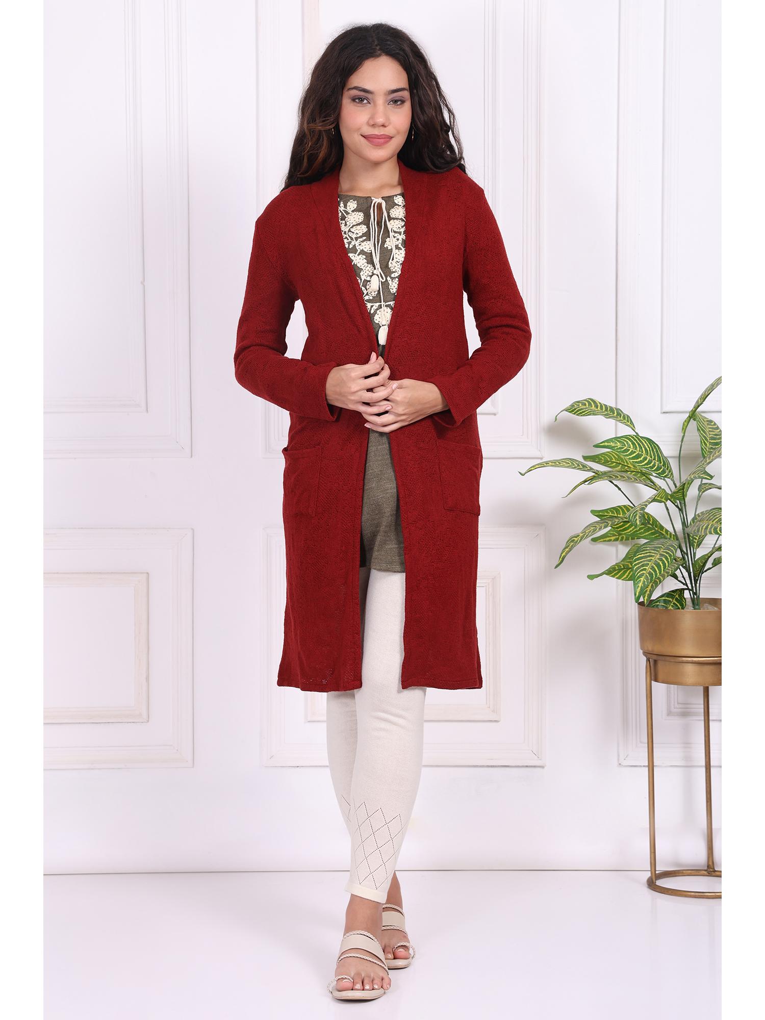 Red Straight Knitting Cardigan-image-45