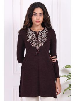 W - Embroidered Straight Acrylic Tunic