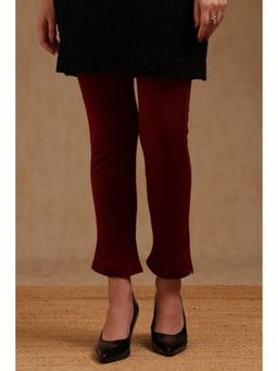 Soch - Womens Maroon Acrylic Solid Jeggings