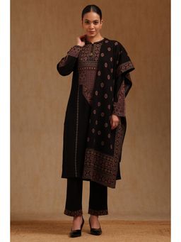 Soch - Womens Black Acrylic Ethnic Motifs Winter Kurta and Pant with Dupatta