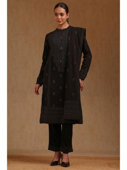 Soch - Womens Black Acrylic Woven Designs Winter Kurta and Pant with Dupatta
