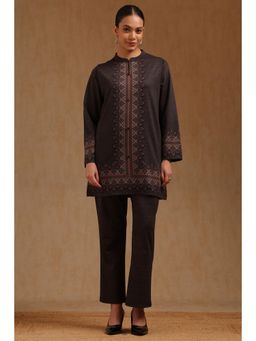 Soch - Womens Charcoal Acrylic Ethnic Motifs Co-Ord Set