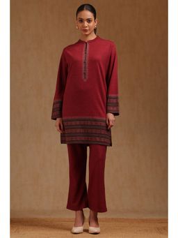 Soch - Womens Brick Red Acrylic Ethnic Motifs Co-Ord Set