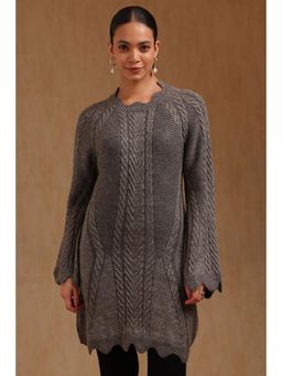 Soch - Womens Grey Acrylic Knitted Tunic