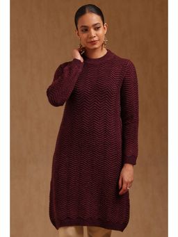 Soch - Womens Wine Acrylic Chevron Printed Tunic