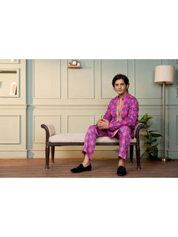 Lavina sippy - Silk Printed And Embroidered Collar Kurta