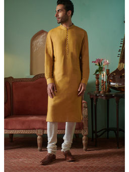 Philocaly - Citrine Regular Fit Solid Mustard Kurta