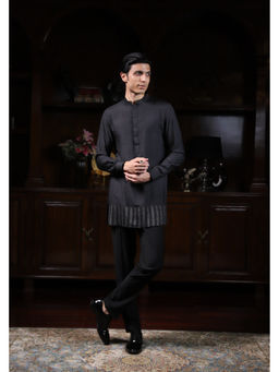 Philocaly - Nishant Slim Fit Solid Black Kurta