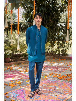 Philocaly - Vyan Set Slim Fit Embroidered Bomber And Kurta With Pant