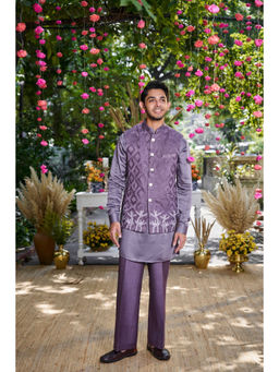Philocaly - Vanya Purple Silk Kurta And Trouser With Bandi