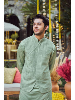 Philocaly - Raag Set Slim Fit Embroidered Bandi And Kurta With Pant