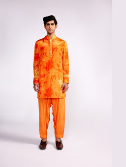 ISHA GUPTA TAYAL - Orange Printed Kurta and Pant Set