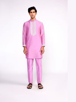 ISHA GUPTA TAYAL - Purple Embroidered Silk Kurta and Pant Set