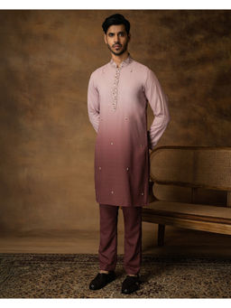 ISHA GUPTA TAYAL - Salmon Pink Ombre Kurta and Pant Set