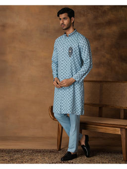ISHA GUPTA TAYAL - Powder Blue Booti Print Kurta and Pant Set