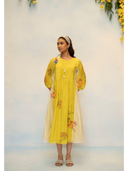 AM by Anita Mittal - Meher Mul Chanderi Yellow Kurta